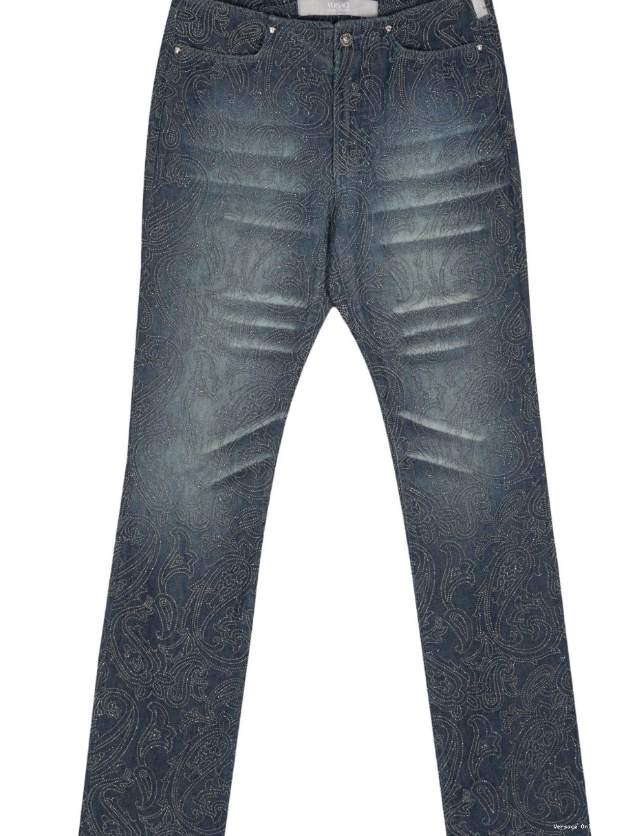 Cheap Versace 2000s jeans straight rhinestone-embellished Women 0624